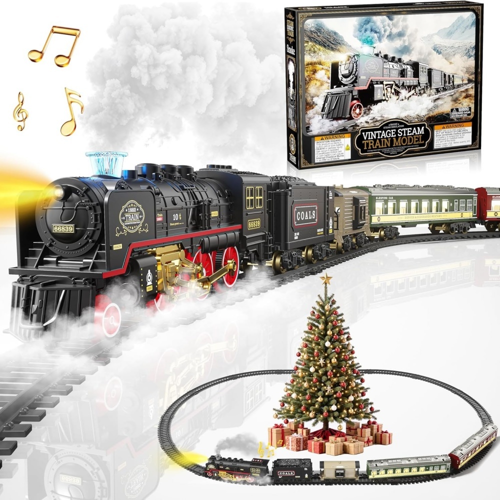 Toy Train Track Set - Brinquedo de trem elétrico com luzes