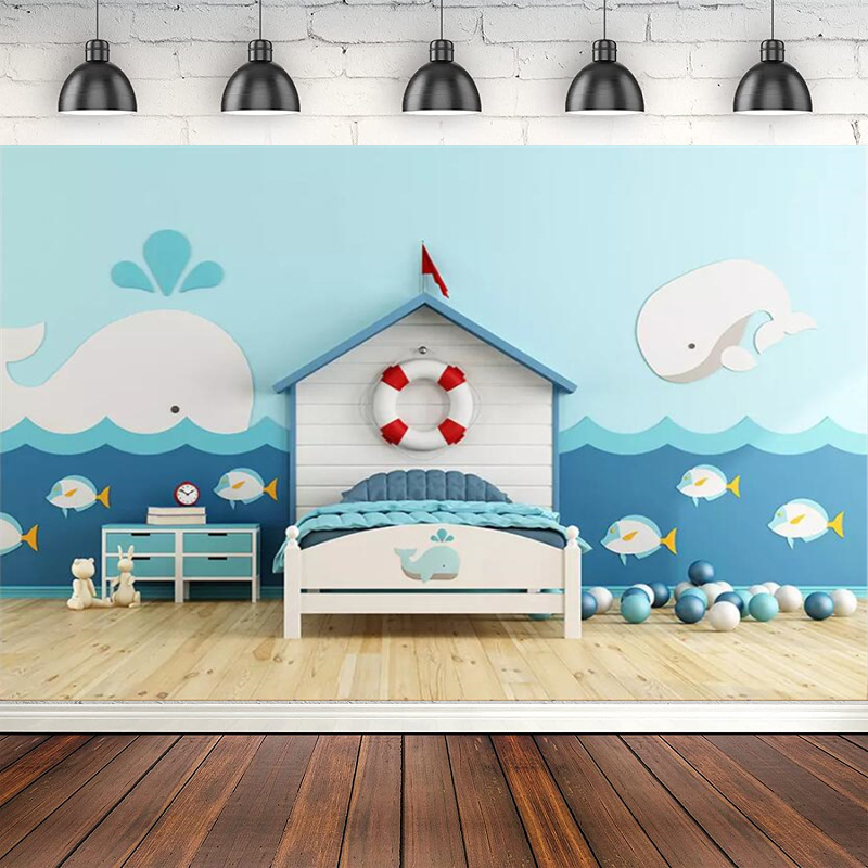 Toys Background For Kids - Azul oceano interior crianças aniversário fotografia